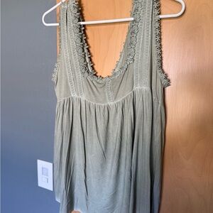 POL Sage Green Lace Detail Sleeveless Top